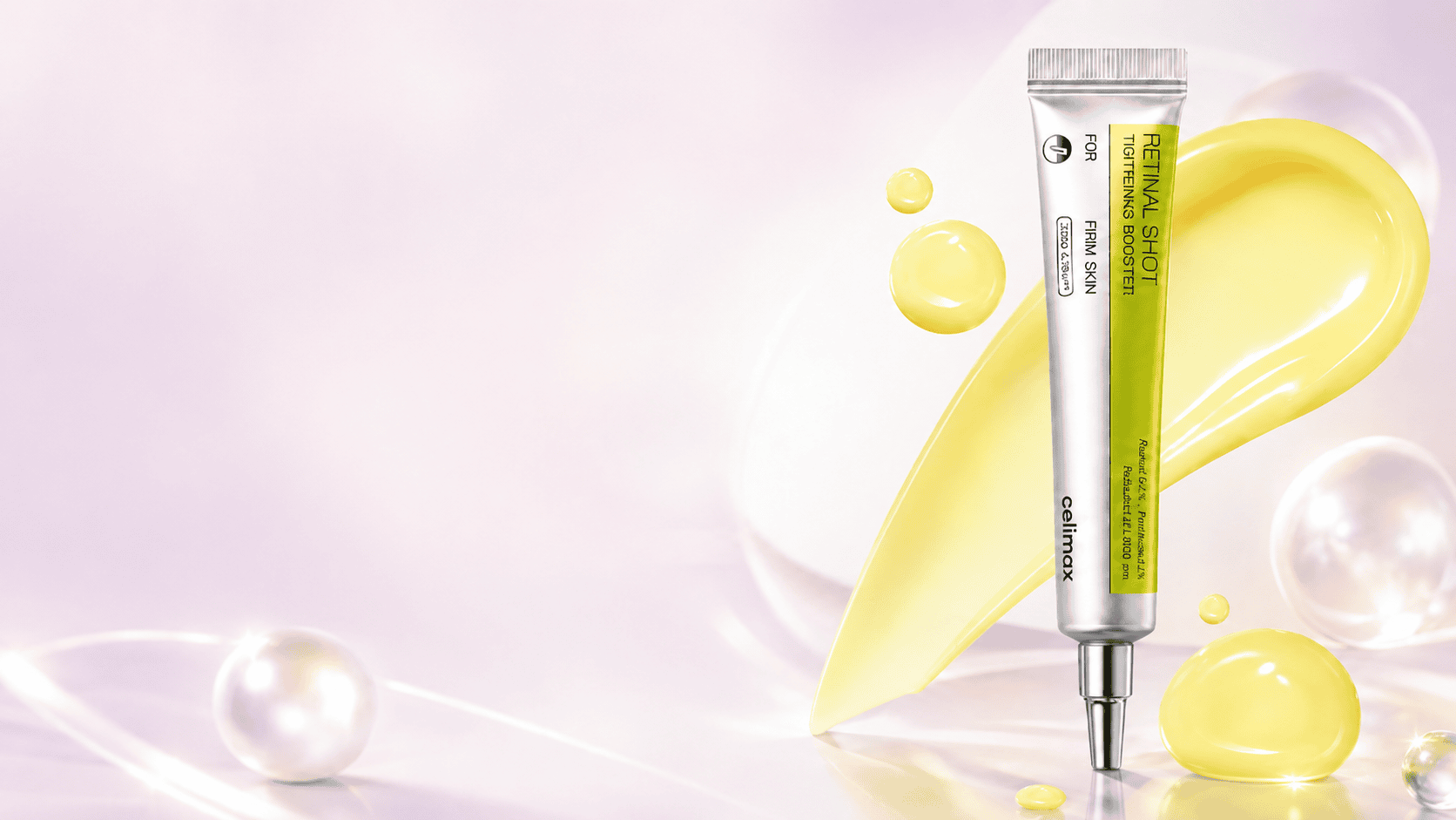 Celimax Retinal Shot Tightening Booster 15mL com textura amarelo-limão